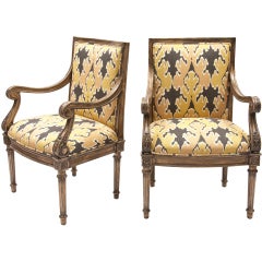 Ikat French Chairs, Pair