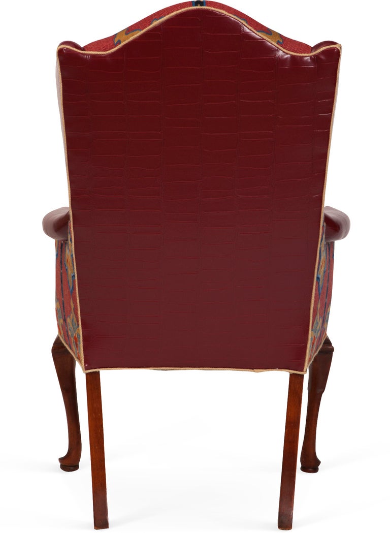Schumacher Temara Fabric Wing Chair In Excellent Condition For Sale In Greenwich, CT