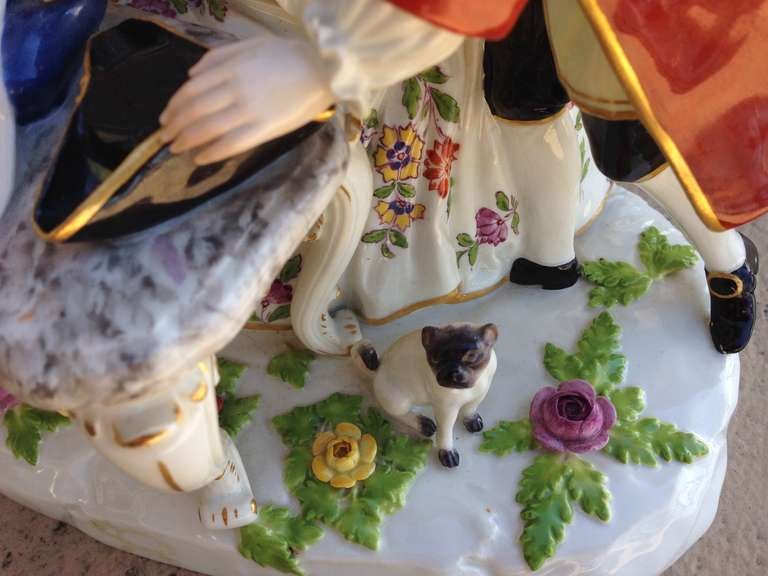 Lovely Meissen Figure Group with Dog Germany 19th Century In Excellent Condition In Redding, CA