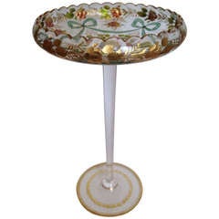 Colorful French Enamel Decorated Tazza Etched with Gilt Highlights c.1900