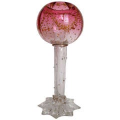 Antique Unusual Moser Naturalistic Form Vase Cranberry to Clear Raised Gilt Decoration c1900