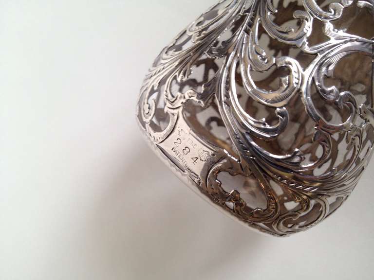 Steuben Glass Silver Overlay by Alvin, Art Nouveau Shaker, circa 1900 In Excellent Condition For Sale In Redding, CA