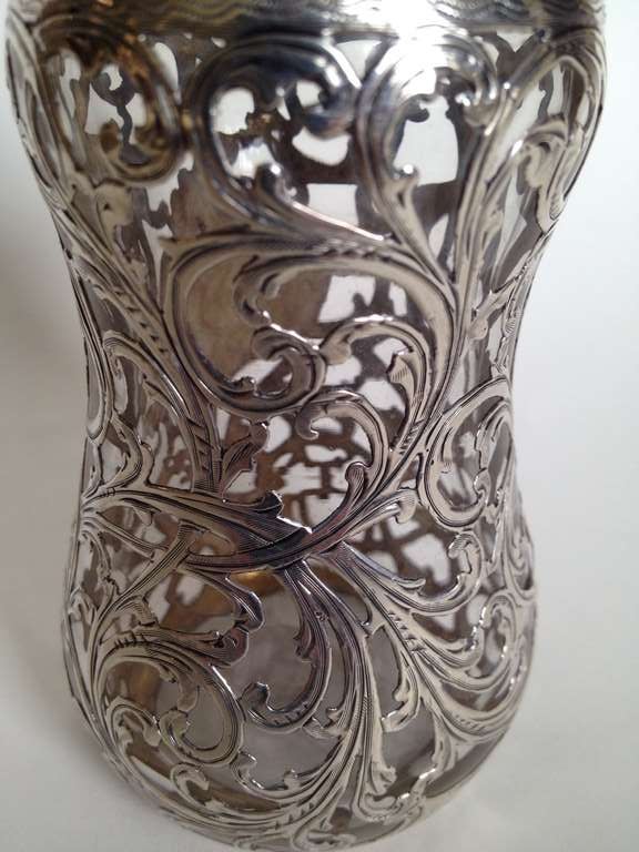 20th Century Steuben Glass Silver Overlay by Alvin, Art Nouveau Shaker, circa 1900 For Sale