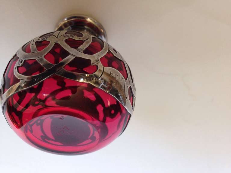 American Steuben Glass Alvin Silver Overlay Perfume Bottle circa 1900