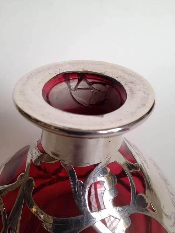 Steuben Glass Alvin Silver Overlay Perfume Bottle circa 1900 3
