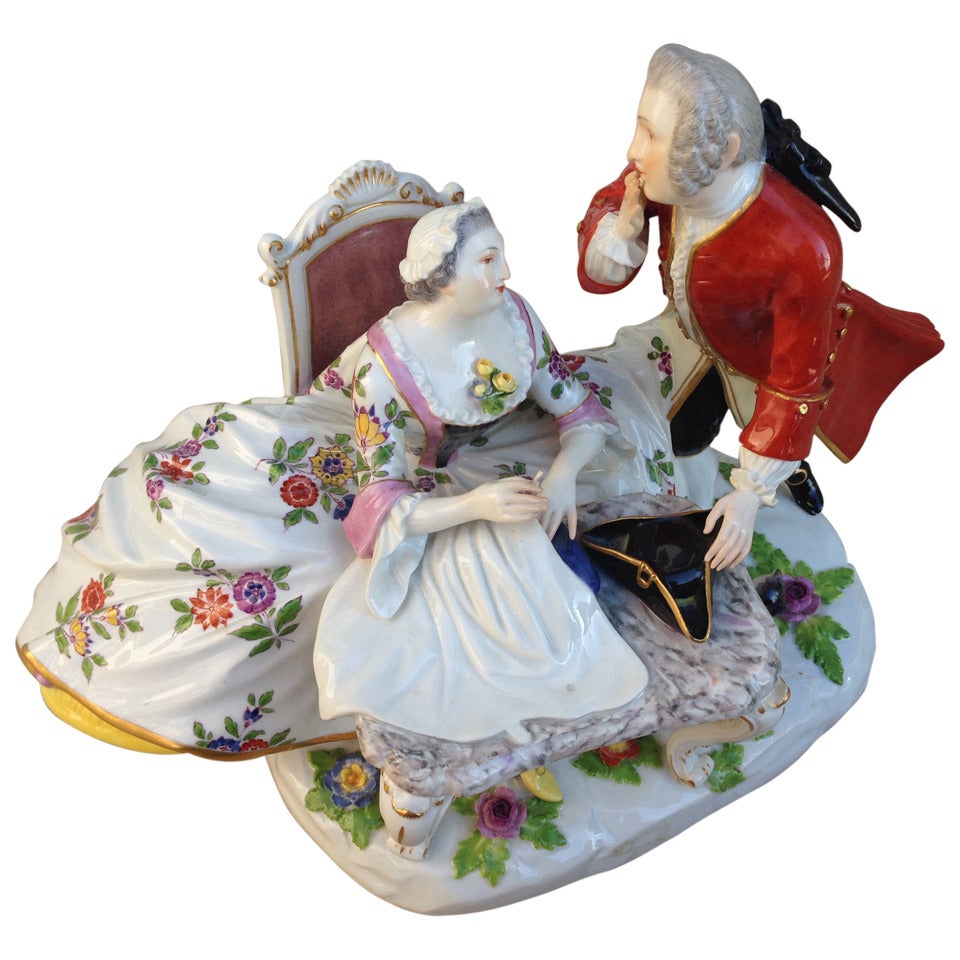 Lovely Meissen Figure Group with Dog Germany 19th Century