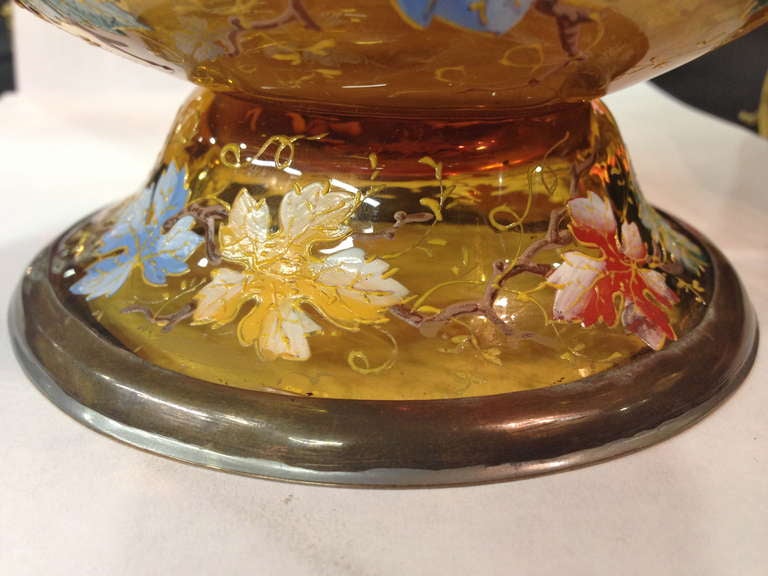 19th Century Rarity in Moser Applied Jeweling and Enameled Pitcher Amberina Color c.1890