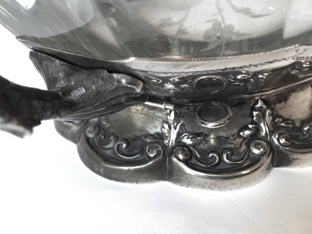 Beautiful German 800, Fine Silver and Etched Glass Centerpiece, 19th Century 2