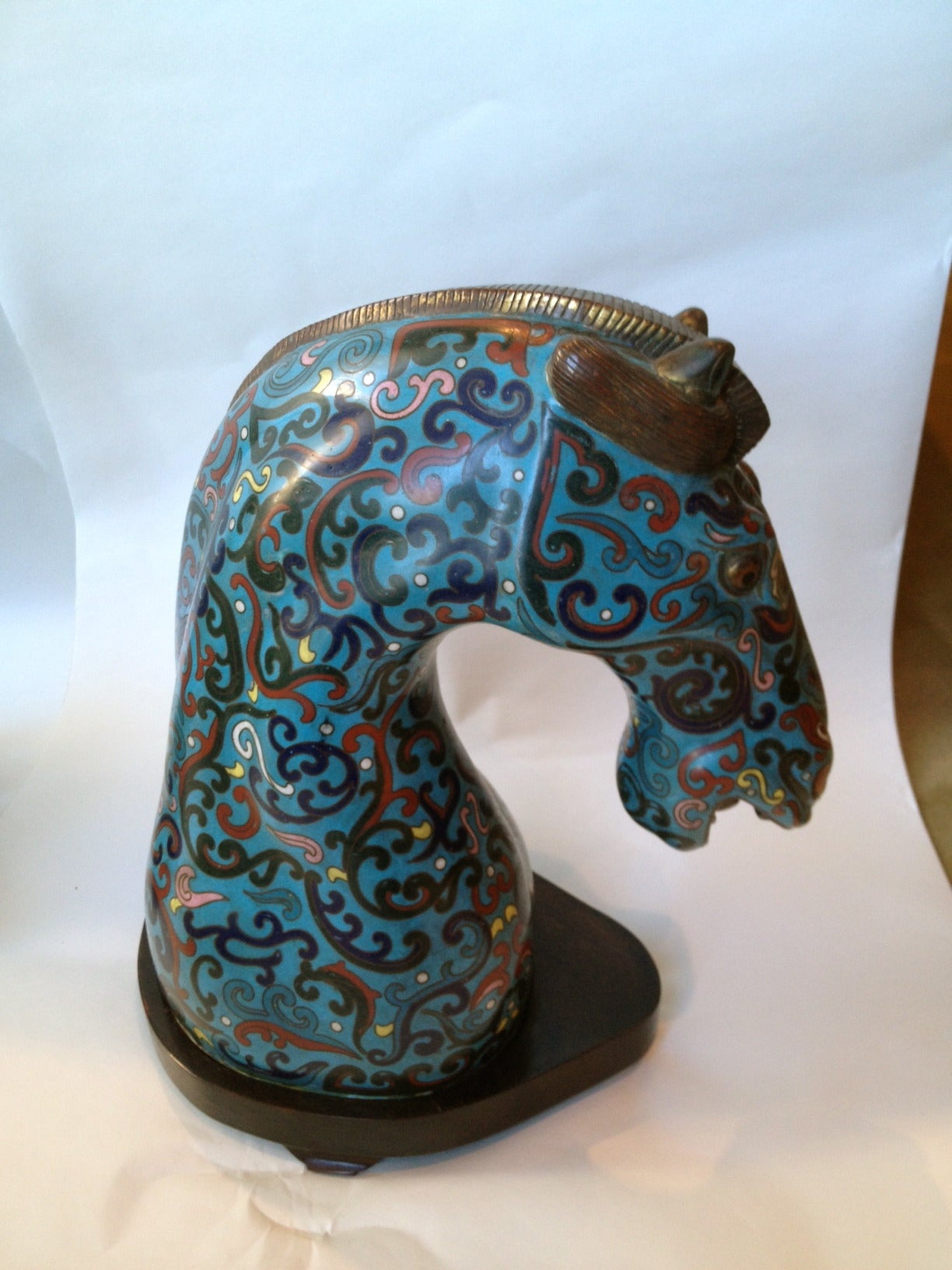 20th Century Fabulous Pair of Chinese Cloisonné Horse Heads, circa 1900 For Sale