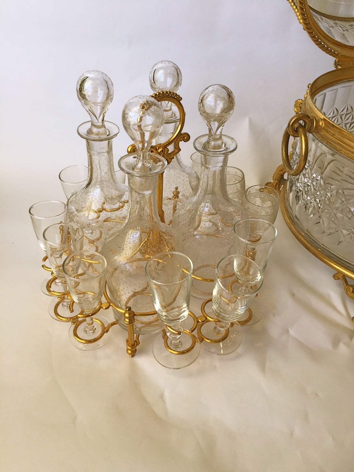 19th Century French Gilt Bronze and Crystal Tantalus, circa 1890 For Sale