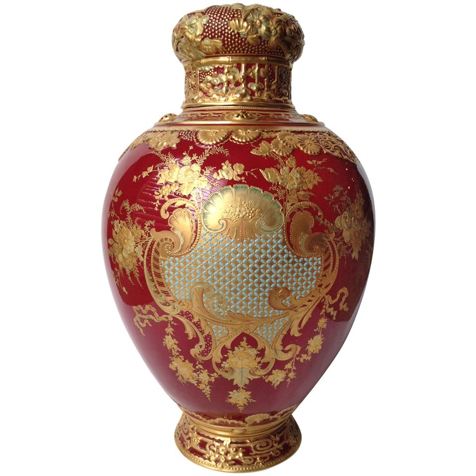 Large Royal Crown Derby Ginger Jar Shape Urn circa 1890s