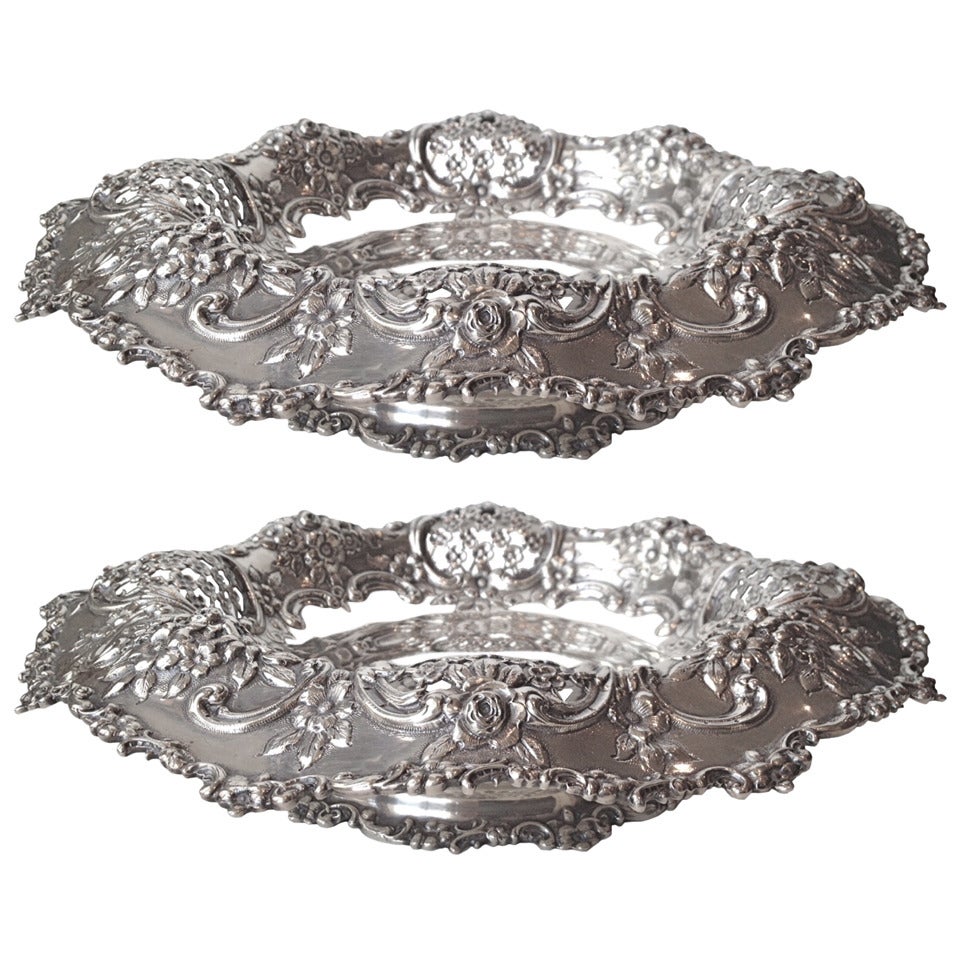Very Large Pair of Tiffany Sterling Silver Garniture circa 1900