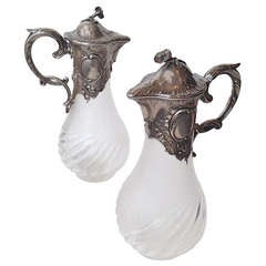 Antique Lovely Pair of German 800. Silver Claret Jugs circa 1890