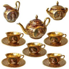 Worlds Most Beautiful Tea Set Royal Vienna Style with Portraits circa 1900