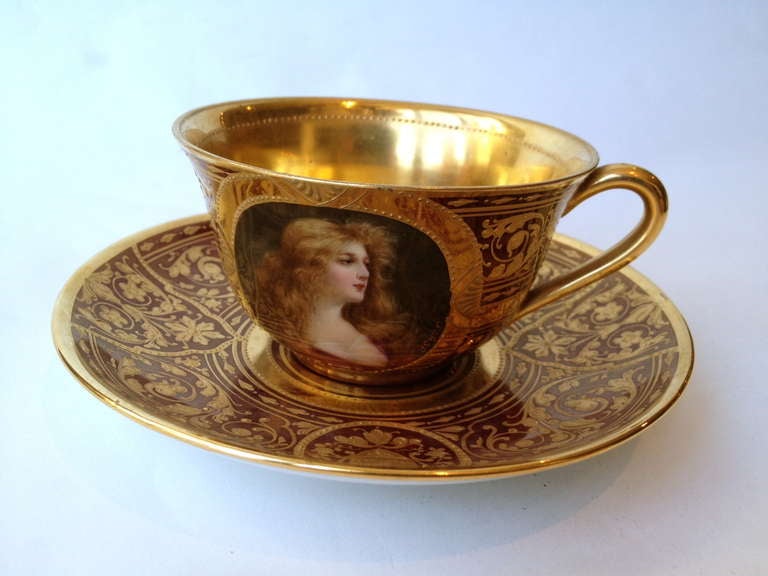 Worlds Most Beautiful Tea Set Royal Vienna Style with Portraits circa 1900 In Excellent Condition In Redding, CA