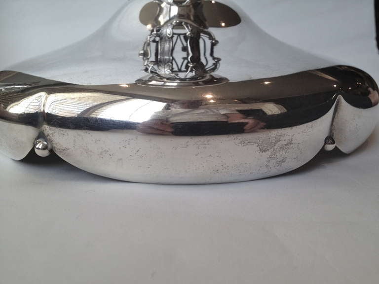 Cast Mid-Century Sterling Compote of Modern Design Attributed to Hans Christensen For Sale