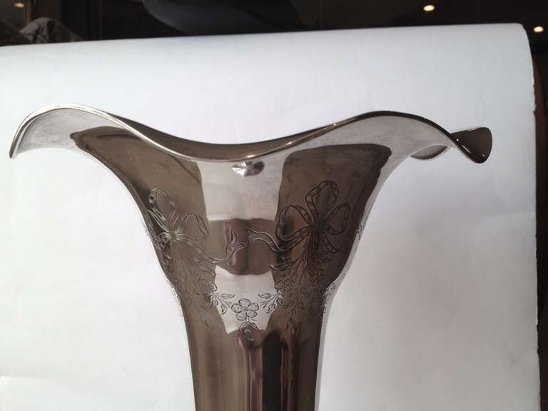 20th Century Mammoth Size Sterling Art Nouveau Vase Shreve Co c.1900