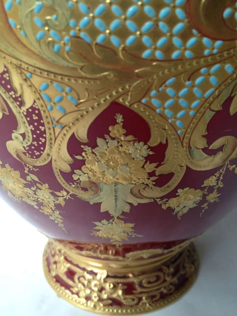 Large Royal Crown Derby Ginger Jar Shape Urn circa 1890s In Good Condition In Redding, CA