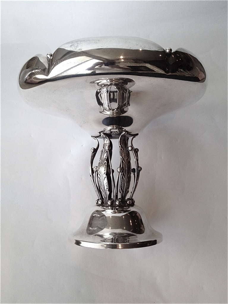 Mid-Century Sterling Compote of Modern Design Attributed to Hans Christensen In Excellent Condition For Sale In Redding, CA