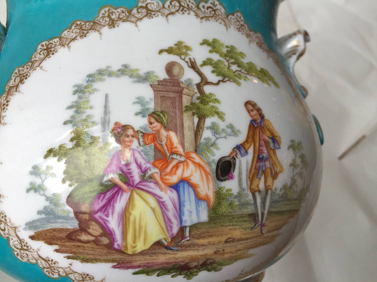 Enamel Wonderful Cache Pots by Helena Wolfsohn Dresden, Germany, 19th Century For Sale