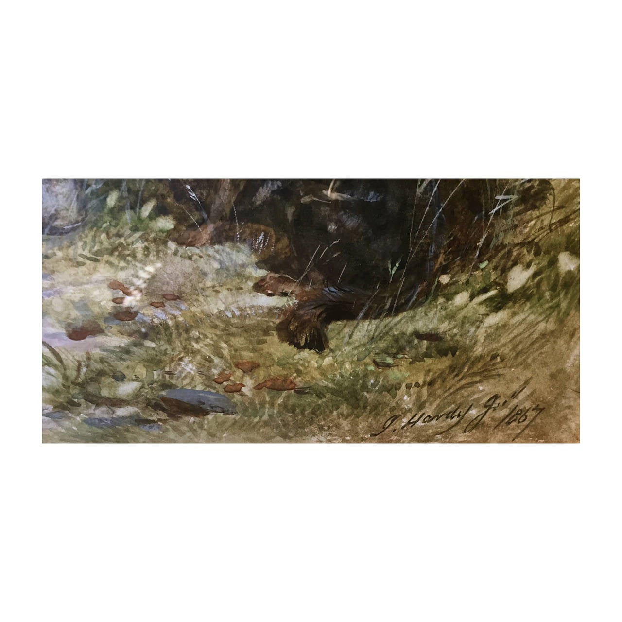 Hunting Father and Son with Dogs Watercolor by James Hardy Jr., 1867 England In Excellent Condition For Sale In Redding, CA