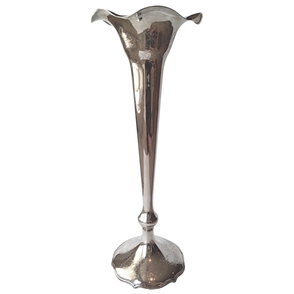 Mammoth Size Sterling Art Nouveau Vase Shreve Co c.1900