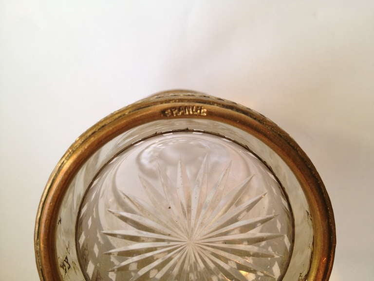 French Gilt Bronze Etched Crystal Cologne circa 1920 1