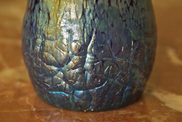 Art Nouveau Loetz Lava art Glass Vase with Iridescent Glaze c.1900