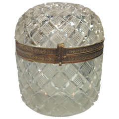 Antique Unusual French Dome Top Cut Crystal Table Box c.1900