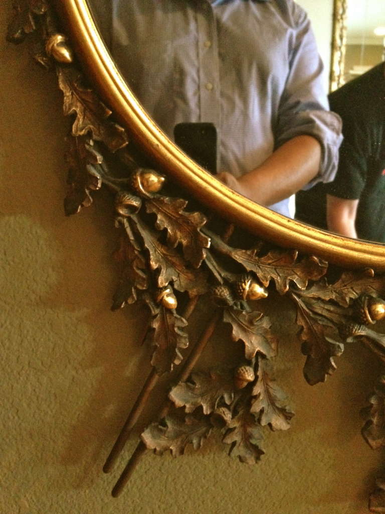 Carved Unusual 19th Century Continental Giltwood Mirror Trophies of War Motif