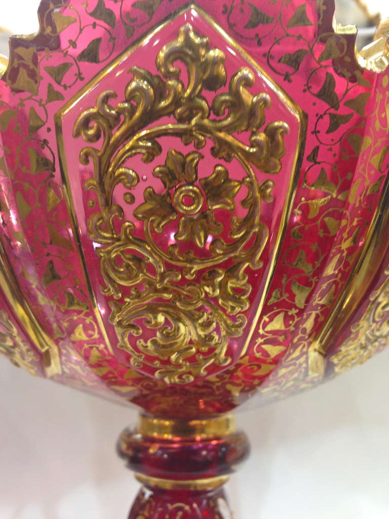 Austrian Moser Heavy Raised Paste Gilt Compote ca. 1900