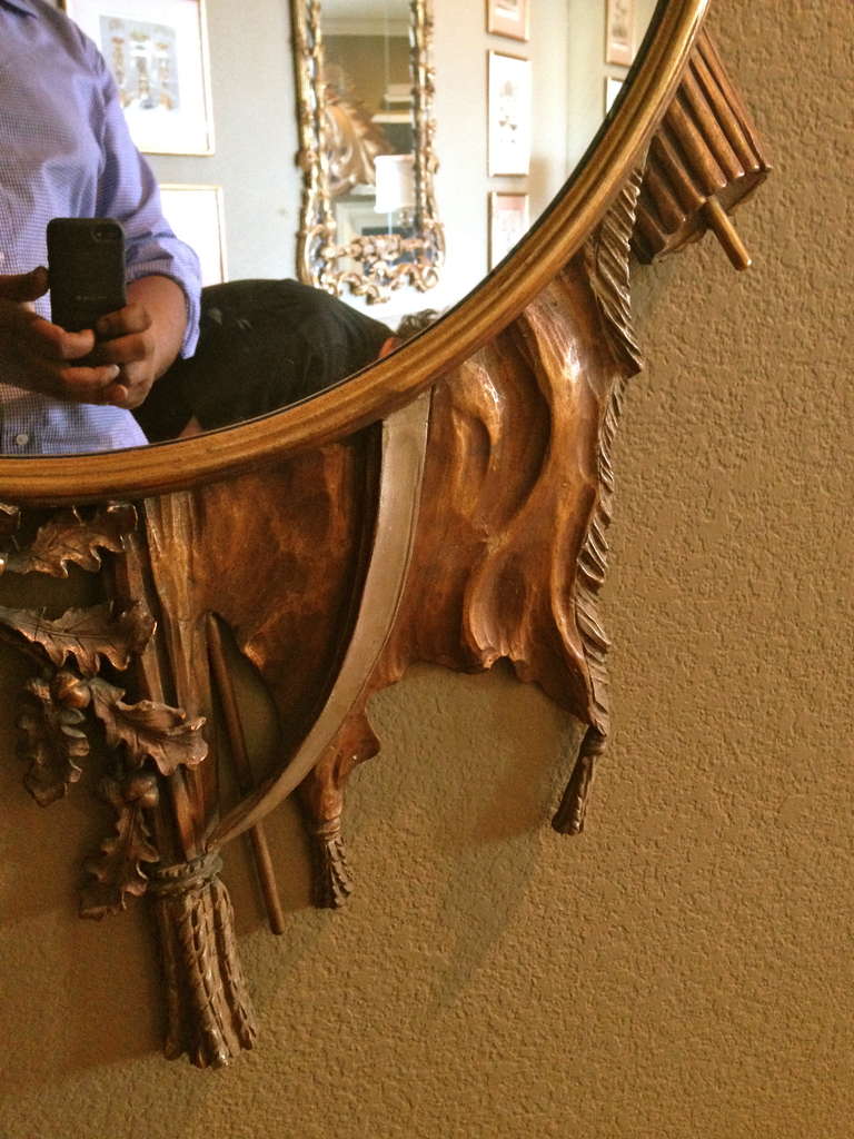 Unusual 19th Century Continental Giltwood Mirror Trophies of War Motif In Excellent Condition In Redding, CA