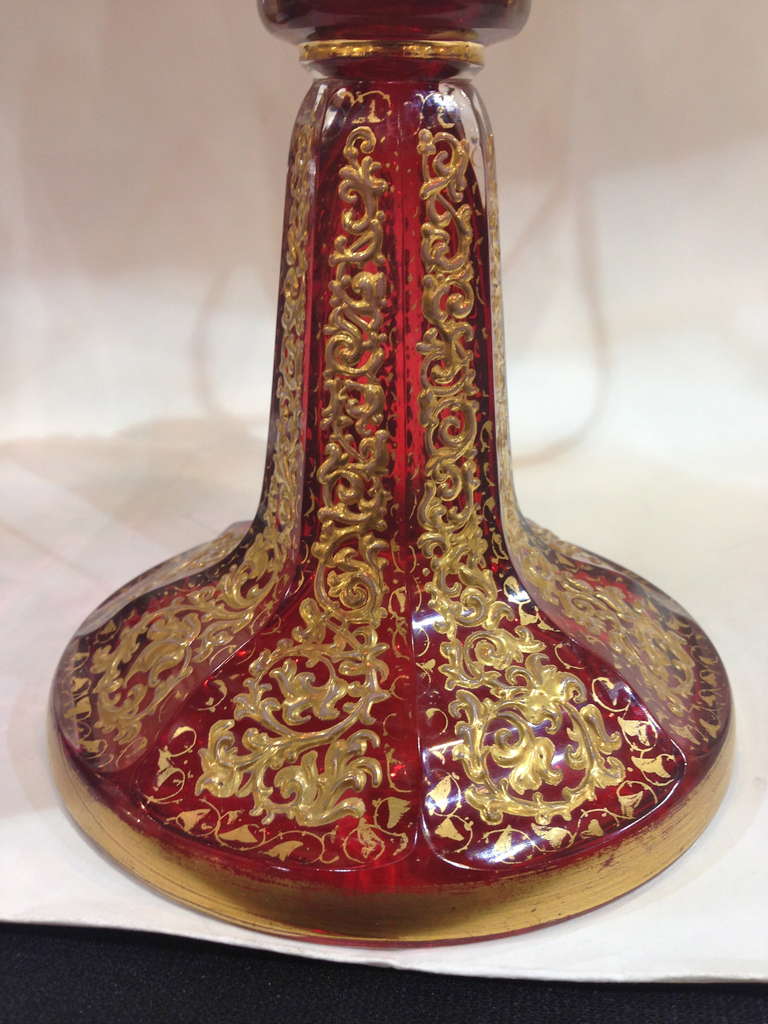 Moser Heavy Raised Paste Gilt Compote ca. 1900 In Excellent Condition In Redding, CA