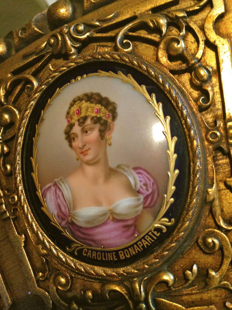 French Vienna Porcelain Portrait Table Napoleon and Family 1860 Signed