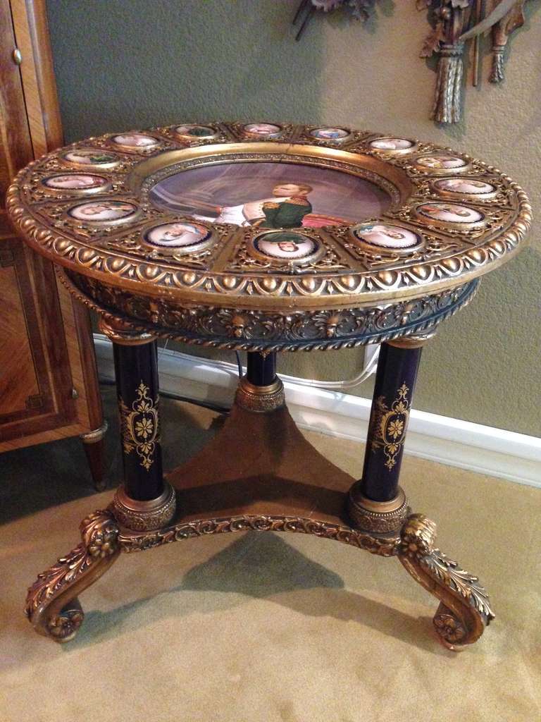 Vienna Porcelain Portrait Table Napoleon and Family 1860 Signed 4
