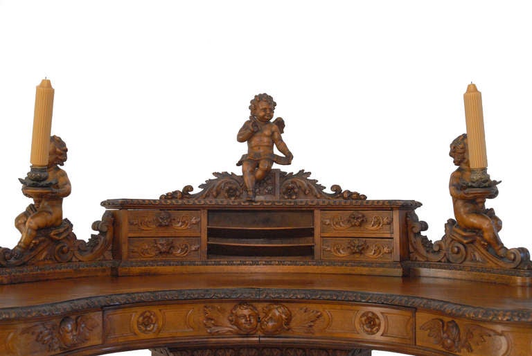 Italian Important Renaissance Revival Walnut Desk by Valentino Besarel, 19th Century