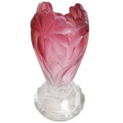 Moser Intaglio Cut Two Color Vase c.1920s