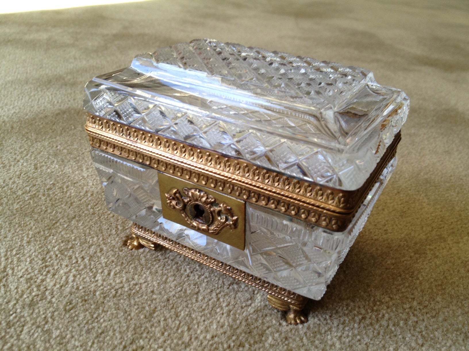 French Crystal Box with Bronze Mounts c.1900