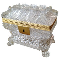 Antique French Charles X Crystal "Footed" Box, circa 1840