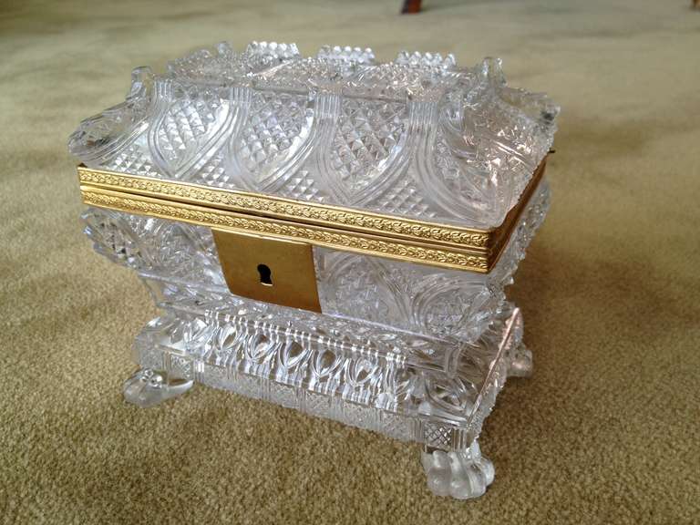 French Charles X Crystal "Footed" Box, circa 1840
