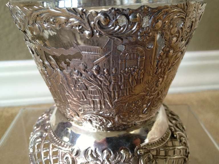 German 19th Century Dutch Silver and Glass Decanter For Sale