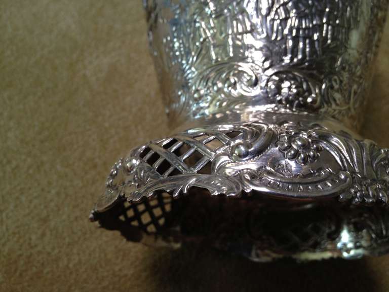 Cast 19th Century Dutch Silver and Glass Decanter For Sale