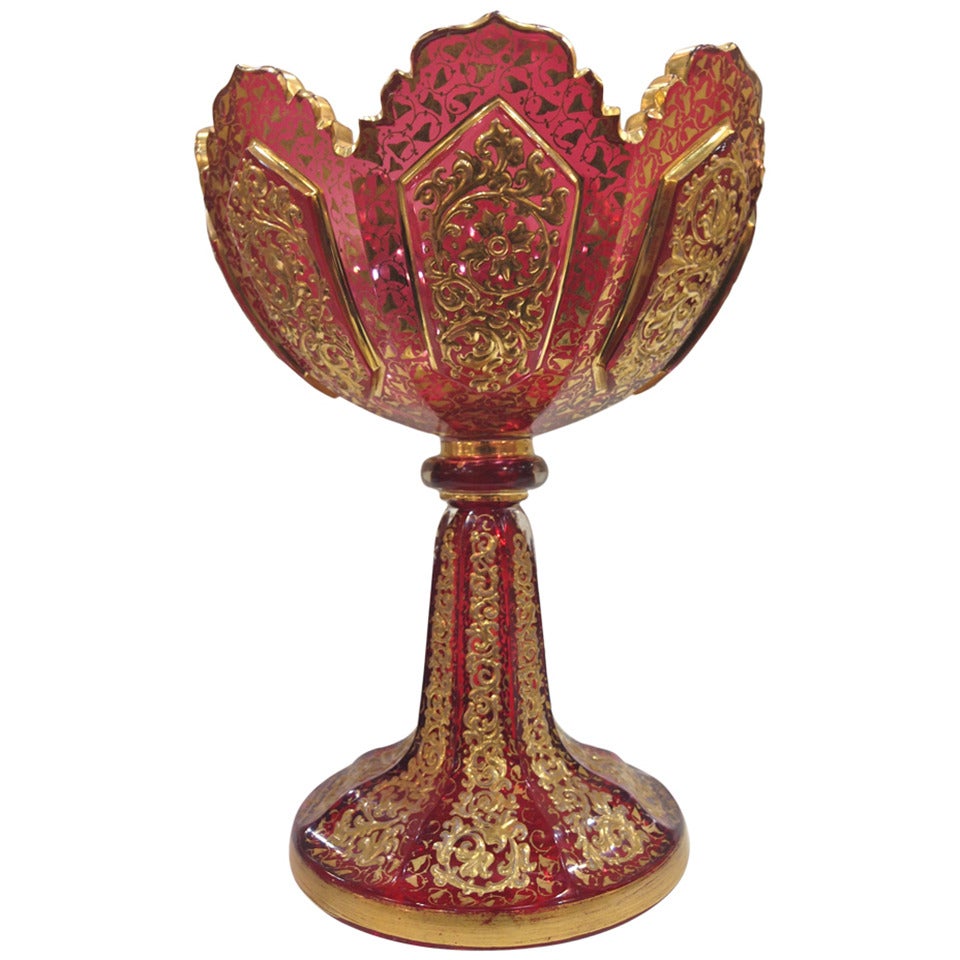 Moser Heavy Raised Paste Gilt Compote ca. 1900
