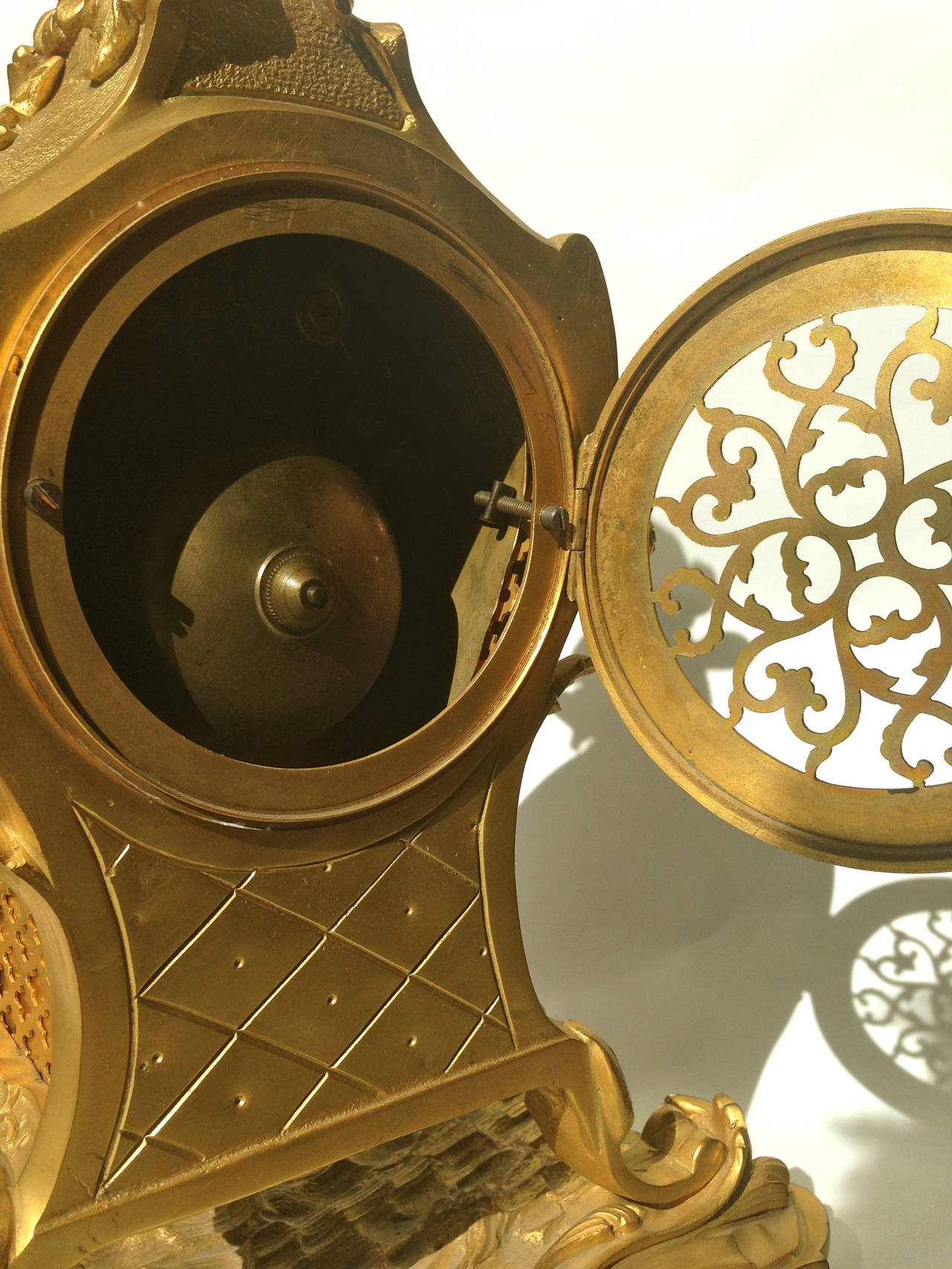 French 19th Century Gilt Bronze Mantel Clock Musical Putti Surmounted For Sale 3