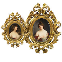 KPM Pair of Plaques Signed by Wagner Original Frames, circa 1890