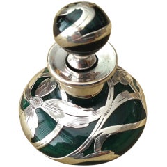 Antique Art Nouveau Silver Overlay Perfume Bottle c.1900
