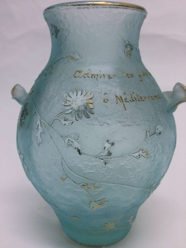 Art Nouveau Outstanding Daum Nancy Cameo Cut Enameled and Acid Etched Vase circa 1900