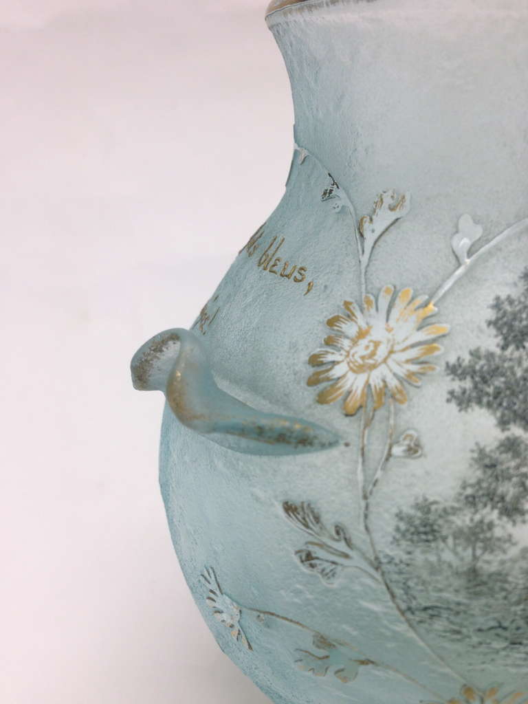 Outstanding Daum Nancy Cameo Cut Enameled and Acid Etched Vase circa 1900 In Excellent Condition In Redding, CA