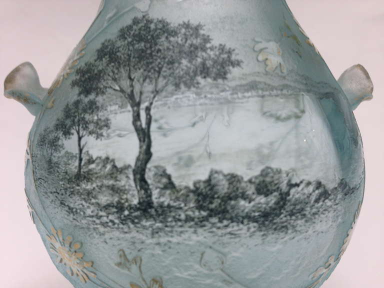 20th Century Outstanding Daum Nancy Cameo Cut Enameled and Acid Etched Vase circa 1900