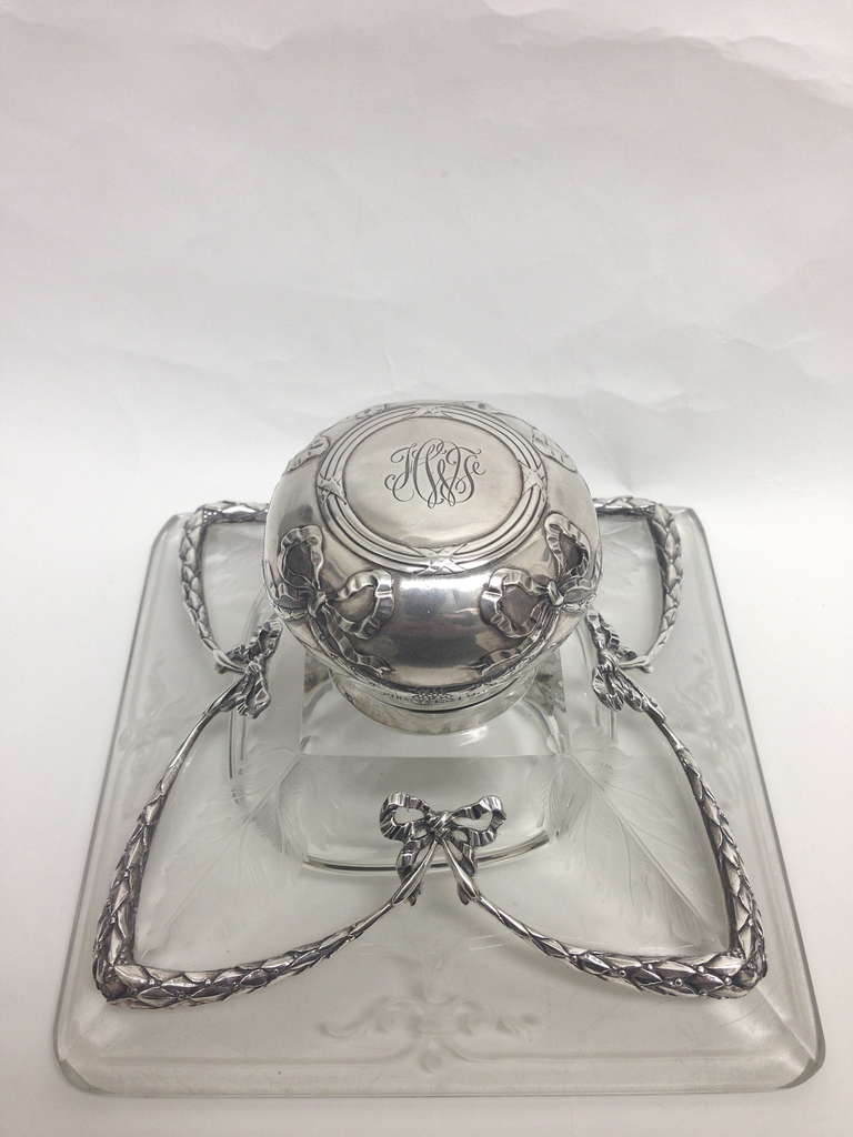 Outrageous Large French Sterling and Etched Crystal Inkstand circa 1900 In Excellent Condition In Redding, CA